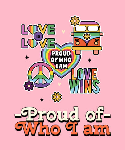 Colorful T-Shirt Design Template With an LGBTQ Pride Quote and Stickers