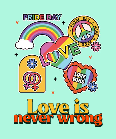 T-Shirt Design Maker for LGBT Pride Day Featuring Rainbow Stickers 