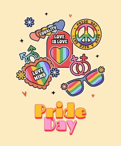 Quote T-Shirt Design Generator for LGBT Pride Day Featuring Rainbow Color Stickers  
