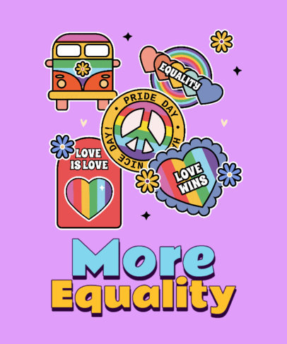 LGBTQ Pride T-Shirt Design Template Featuring an Equality Message and Fun Graphics