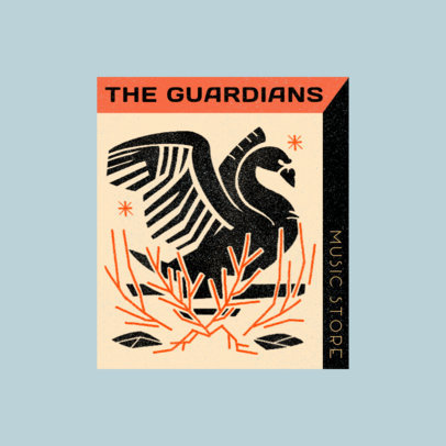 Logo Template for a Music Store Featuring a Swan Illustration 4258a