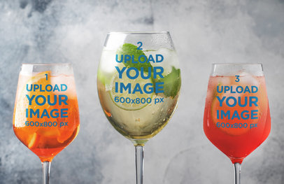 Mockup of Three Wine Glassed Filled with Refreshing Cocktails m3071-r-el2