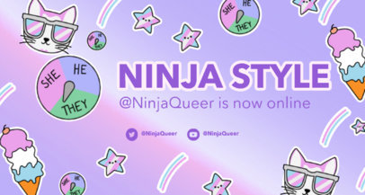 Pronouns-Themed Twitch Banner Template for an LGBTQ Gamer