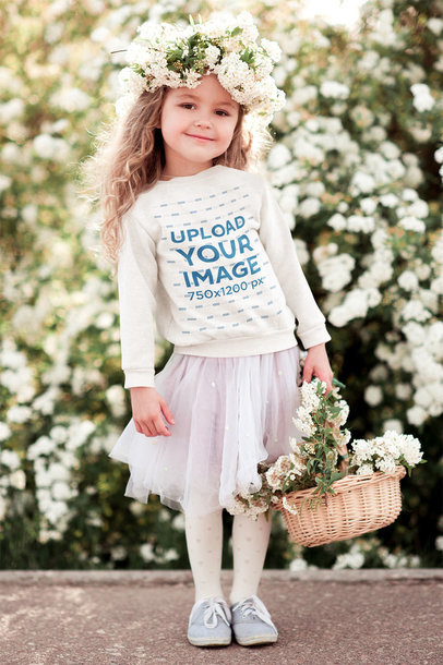 Sweatshirt Mockup of a Little Girl Wearing a Floral Wreath m4666-r-el2