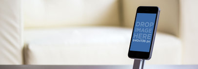 iPhone 5s Space Grey With Stand At Living Room Wide