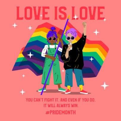 Instagram Post Design Template Featuring a Pride Month Theme