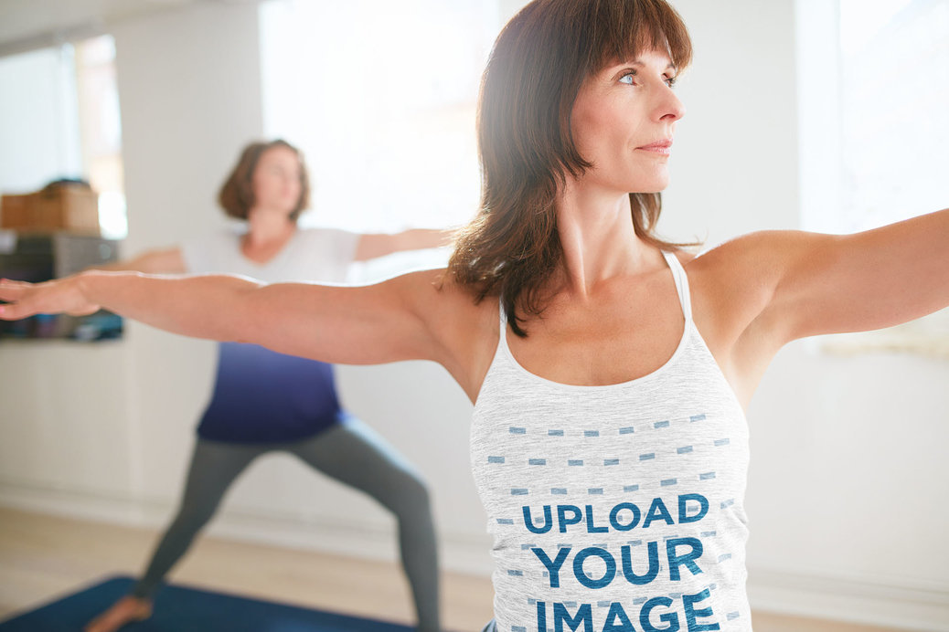 Camisole Tank Top Mockup of a Woman Focusing on Her Yoga Class