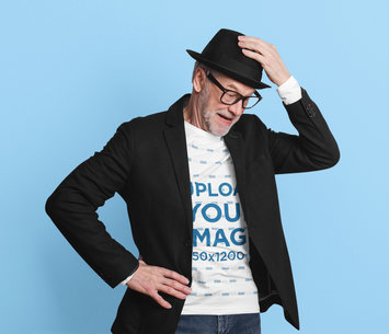 Long Sleeve Tee Mockup of a Senior Man in a Suit 