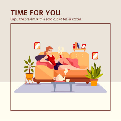 Instagram Post Maker Featuring an Indoor Wellness Routine Illustration