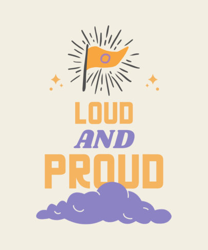 LGBT T-Shirt Design Template Featuring a Flag Icon and an Inspiring Quote