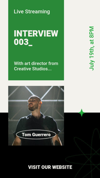 Minimalistic Instagram Story Creator for a Live Interview Announcement