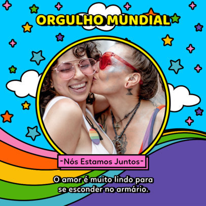 LGBTQ Pride-Themed Instagram Post Template Featuring Rainbow and Star Graphics 