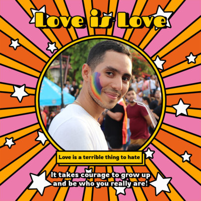 Instagram Post Maker Featuring an LGBTQ-Themed Quote and a Groovy Background