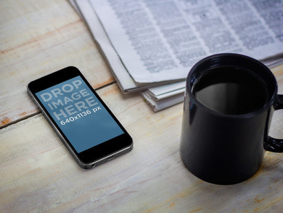iPhone 5s Black On White Wooden Table