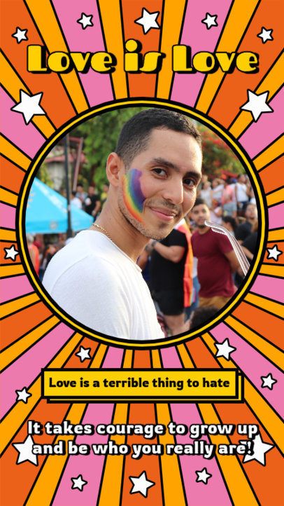 Instagram Story Maker Featuring an LGBTQ-Themed Quote and a Groovy Background