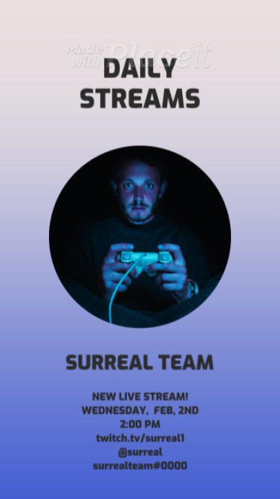 Instagram Story Video Template for Gaming Streamers Featuring a Simple Layout 