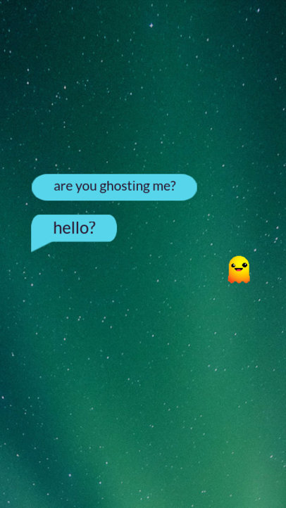 Instagram Story Template Featuring a Short WhatsApp-Inspired Text Conversation and a Ghost Emoji 