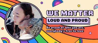 Facebook Cover Template for LGBT Pride Month Featuring Rainbow Graphics and a Quote 