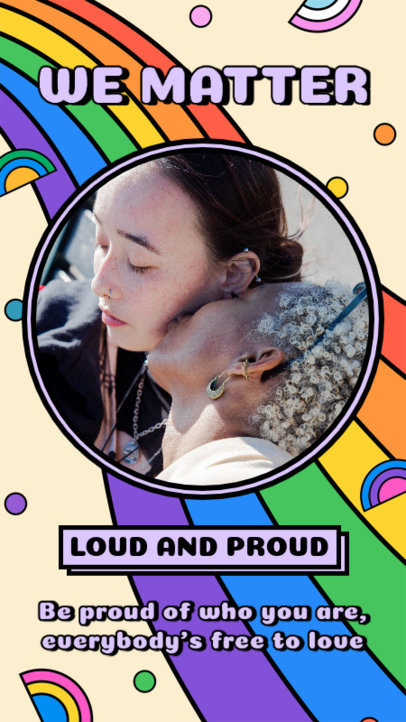 Instagram Story Generator for LGBT Pride Month Featuring Rainbow Graphics and a Quote  