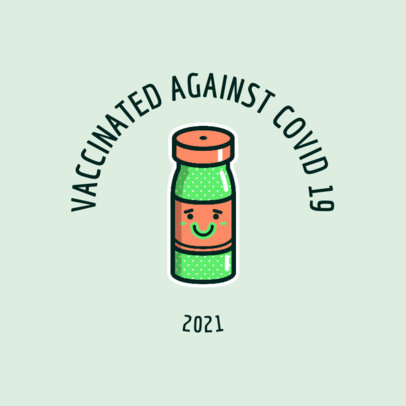 T-Shirt Design Generator Featuring a Cartoonish COVID 19 Vaccine Bottle