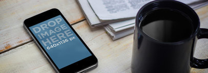 iPhone 5s Black On White Wooden Table Wide