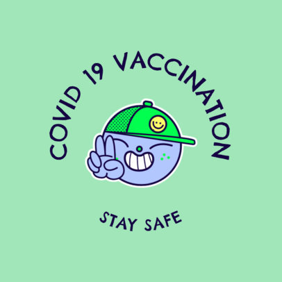 T-Shirt Design Maker Featuring a Sticker and a Coronavirus Vaccination Theme  