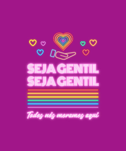 Colorful T-Shirt Design Maker With an LGBTQ-Pride Theme and Colorful Neon Hearts 3838e-el1 
