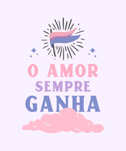 T-Shirt Design Template Featuring a Flag and an LGBT Quote