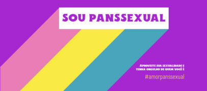 Facebook Cover Creator Featuring a Pansexual Flag and a Portuguese Text