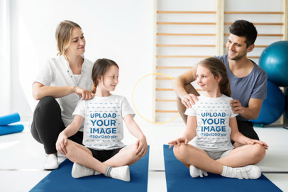 T-Shirt Mockup of Two Little Sisters at a Yoga Class 40481-r-el2