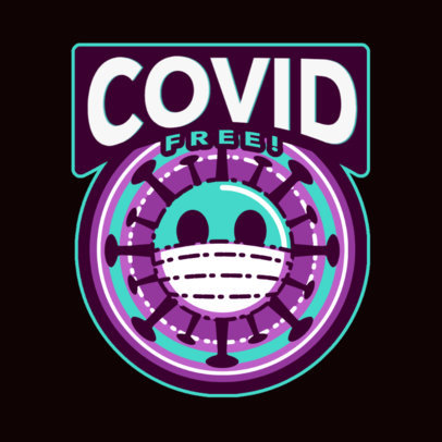T-Shirt Design Template for a COVID Vaccination Campaign with a Sticker Graphic