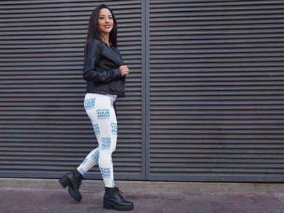 Mockup of a Gorgeous Woman Walking on the Street While Wearing Leggings