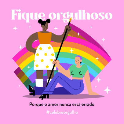 Instagram Post Design Generator with an LGBT Quote and Illustrations
