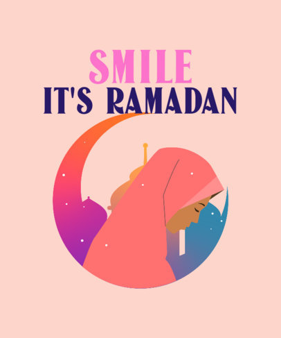 T-Shirt Design Maker for Ramadan Featuring a Praying Woman Illustration