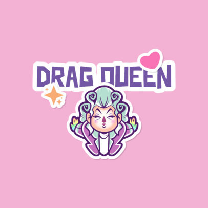 Cartoonish Twitch Emote Logo Template Featuring a Fabulous Drag Queen 