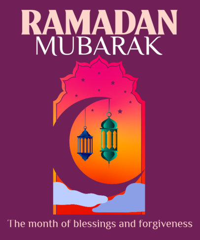 T-Shirt Design Creator with a Crescent Moon Illustration for Ramadan
