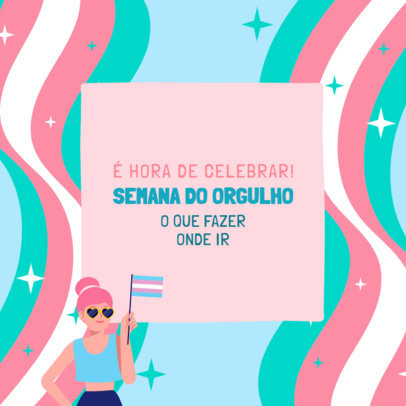 LGBT-Themed Instagram Post Template With Quotes and Colorful Wavy Backgrounds