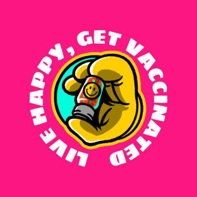 Illustrated T-Shirt Design Template for a Coronavirus Vaccination Campaign