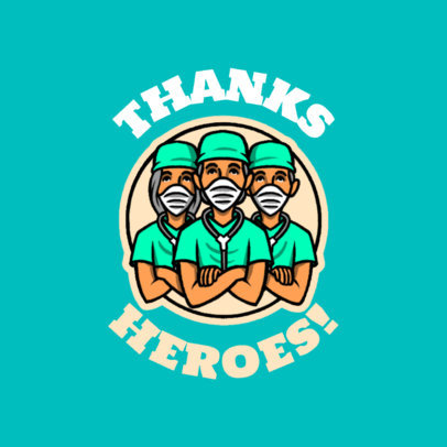 Illustrated T-Shirt Design Template with a Doctors' Thankful Quote