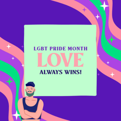 Instagram Post Design Template Featuring an LGBT Character and a Quote 
