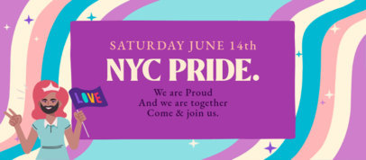 Facebook Cover Maker to Celebrate LGBT Pride Day Featuring a Character Holding a Flag