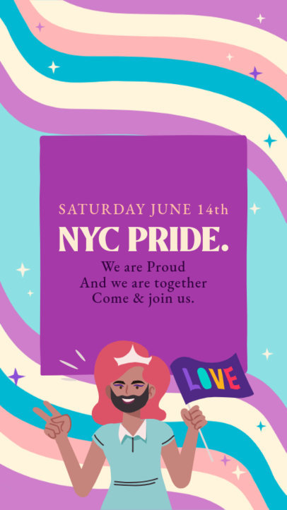 Instagram Story Generator to Celebrate LGBTQ Pride Month Featuring a Character Holding a Flag 