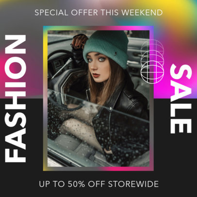 Instagram Post Maker for a Fashion Sale Featuring a Bright Colored Background 