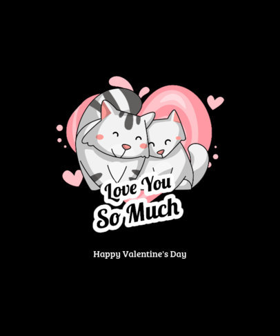 Illustrated T-Shirt Design Maker Featuring a Cute Cat Couple