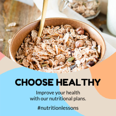 Instagram Post Design Template Featuring Healthy Nutrition Tips