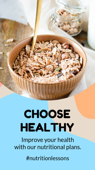 Instagram Story Design Template Featuring Healthy Nutrition Tips
