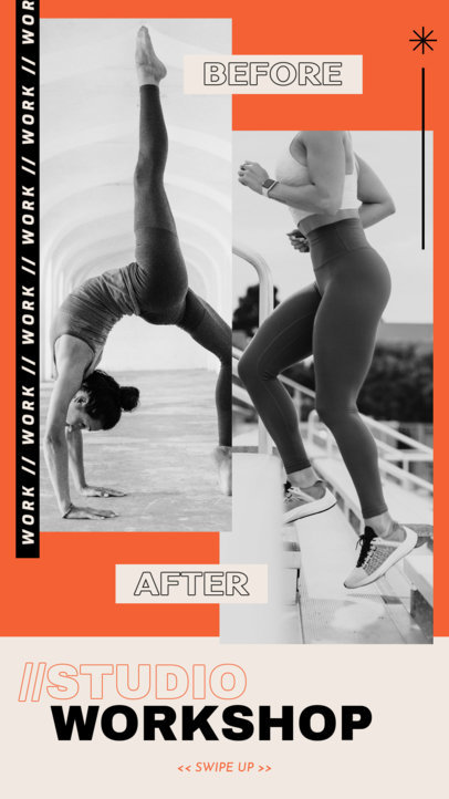 Fitness-Themed Instagram Story Design Maker Featuring Before and After Pictures