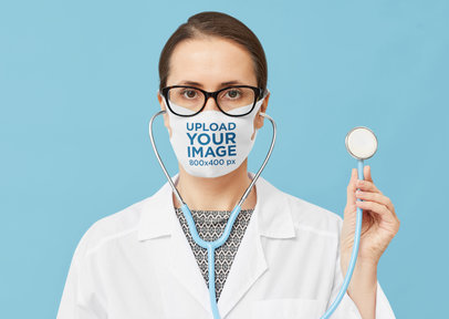 Face Mask Mockup of a Physician Ready to Work M3721-r-el2