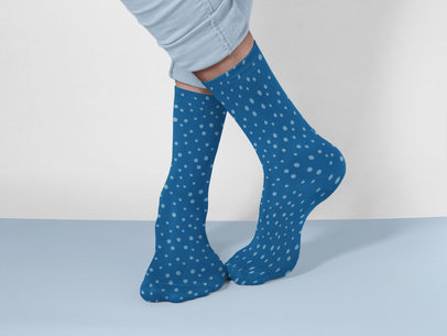 Crossed Legs Wearing Socks Mockup While Standing on a Solid Room