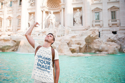 Heathered Tee Mockup of a Tourist Throwing a Coin into the Trevi Fountain M6654-r-el2